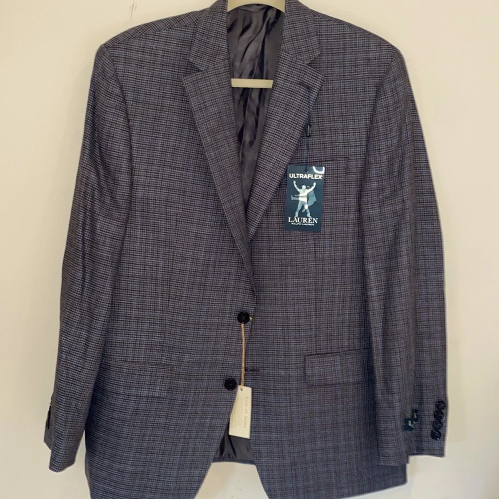 NWT Lauren Ralph Lauren silk/wool Ultraflex houndstooth blazer Sz 40 R